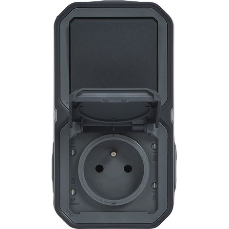 Legrand - Prise de courant avec va-et-vient vertical Plexo complet saillie - anthracite