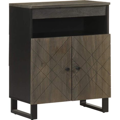 Credenza Nera 60x33x75 cm in Legno Massello di Mango vidaXL