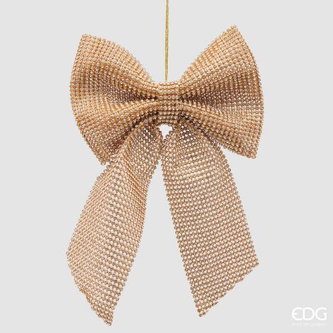 EDG Enzo De Gasperi Fiocco Natalizio con Diamanti da Appendere H20 cm Oro – Decorazione di Natale