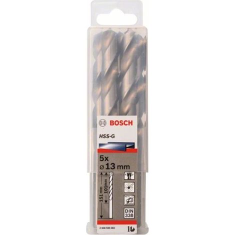 Bosch 2 608 595 083 - Pack de 5 brocas metálicas HSS-G, DIN 338 (13 x 101 x 151 mm)