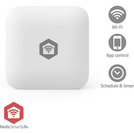 Detector de agua SmartLife  Zigbee 3.0  Funciona con pilas  Duración máxima de la pila: 12 meses  Blanco
