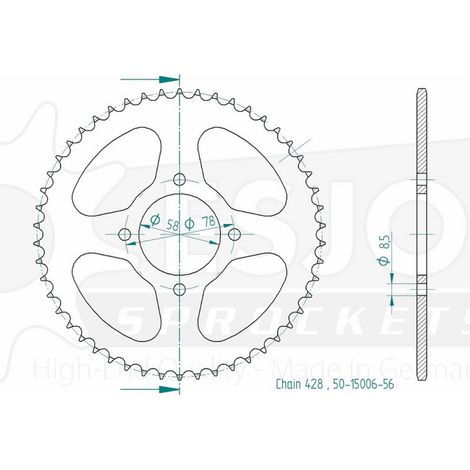 Couronne Acier TT Suzuki - 428 - 56 Dents - Made in Germany