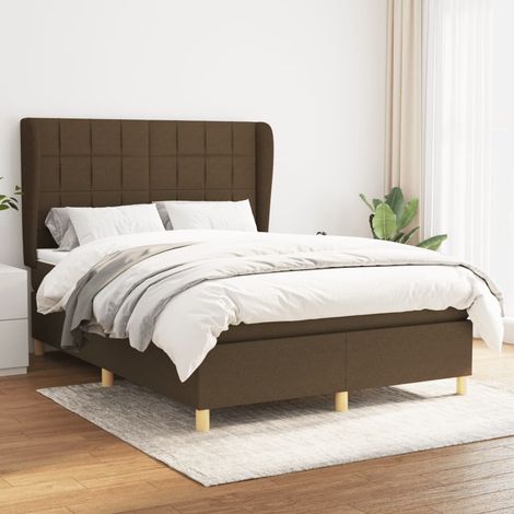 Sommier à lattes de lit avec matelas Marron foncé 140x190 cm (1/5)