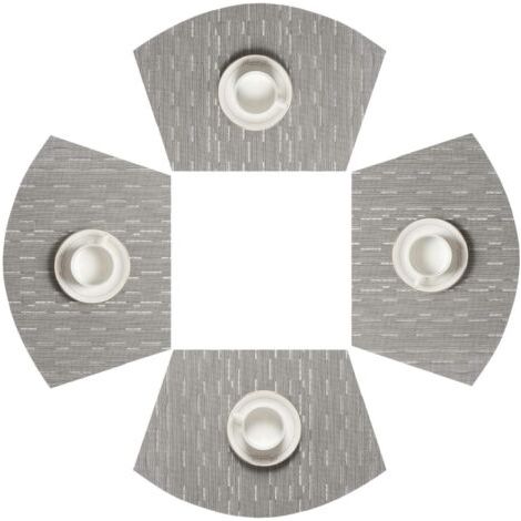 4er-Set hitzebeständige, waschbare, geflochtene Tischsets aus PVC. 4er-Set keilförmige Tischsets (Silbergrau)