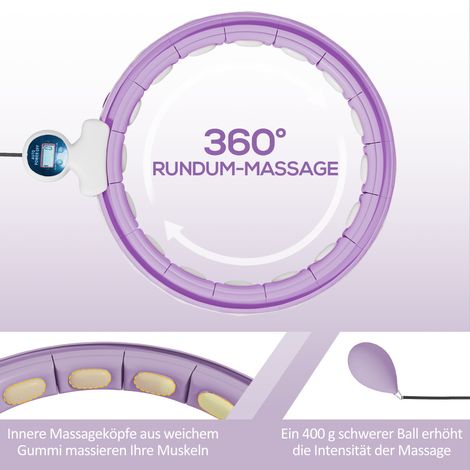 Smart cerceau de hula hoop pour adulte avec boule lestée compteur 16 nœuds (76-113cm) Violet (1/5)