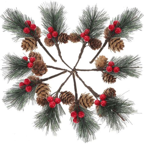 Décorations de Noël en pommes de pin, 10 pièces par paquet, pommes de pin artificielles multicolores (1/5)