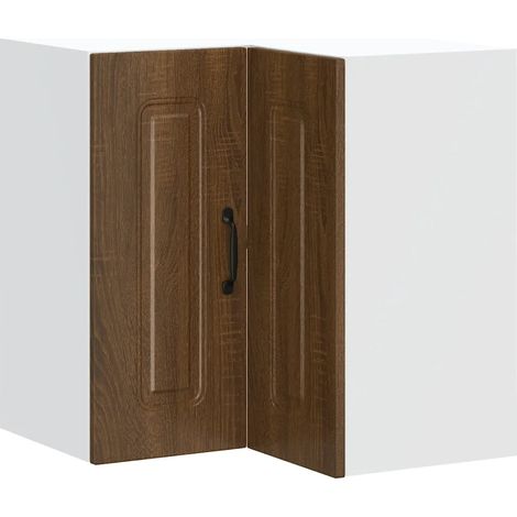 Armadio pensile ad angolo per cucina Kalmar 57 x 57 x 60 cm ampio spazio di archiviazione stile moderno in legno ingegnerizzato rovere marrone 020050029