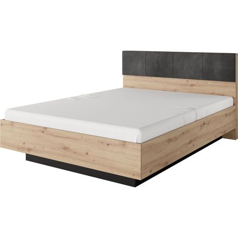 Letto 160x200, Rovere Craft + Antracite, 163,2 x 104 x 210 cm