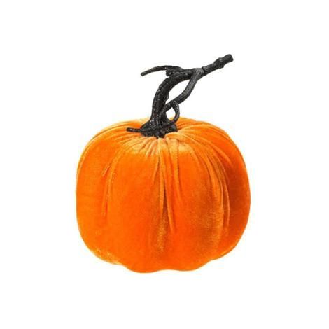 Décoration Citrouille 17 cm - Velours Orange - Halloween