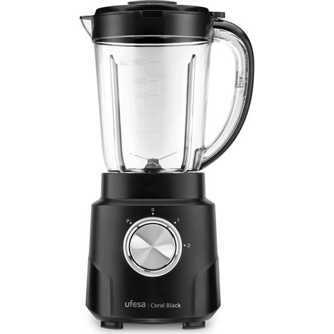 Frullatore da Tavolo Ufesa Coral Black, 600W di potenza, brocca in vetro da 1,5L, 4 lame estraibili in acciaio inox, 2 velocità + TURBO. (1/5)