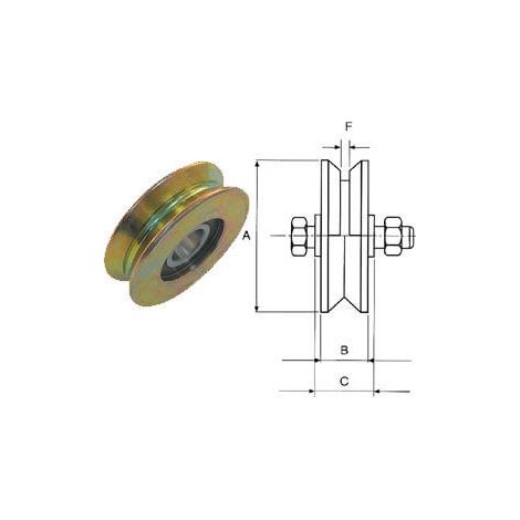 RUOTA CANCELLO CON BULLONE 1 C. GOLA Y 60X17