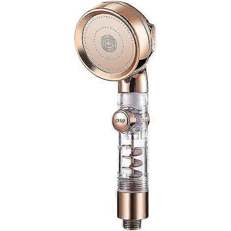 Pommeau de douche à main doré avec 3 jets réglables, acier et plastique résistants, installation facile, design moderne (1/3)
