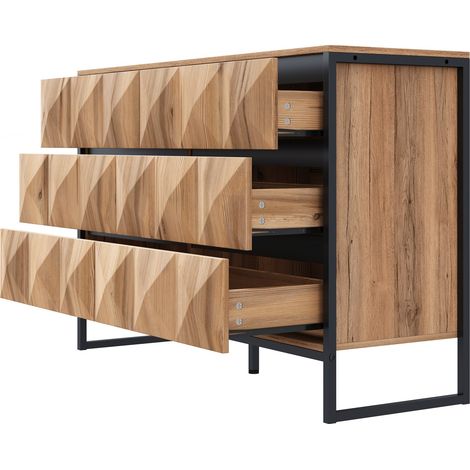 Zapatero moderno negro con efecto madera y estructura metálica 120 x 40 x 80 cm (1/5)