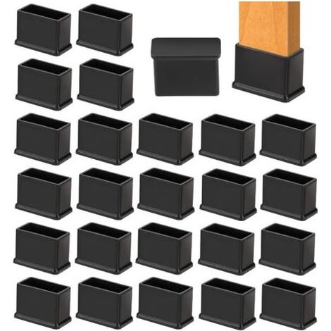 Set mit 24 rechteckigen Stuhlbeinkappen aus dickem PVC, reduziert Geräusche und Kratzer, 15 x 30 mm (1/5)