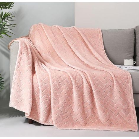 Couverture en polaire en peluche ,couverture de canapé taille queen, couverture décorative douce et moelleuse pour canapé- confortable et légère,Rose, 127x152 cm (1/5)