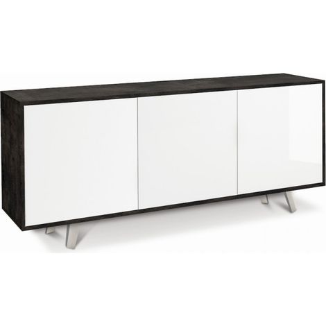 Aparador diseño moderno 3 puertas aparador salón cocina Perth - Negro - Blanco