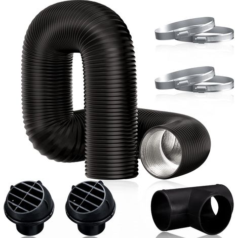 Tuyau de chauffage de voiture 75 mm, accessoires de kit de tube en T (noir) (1/5)