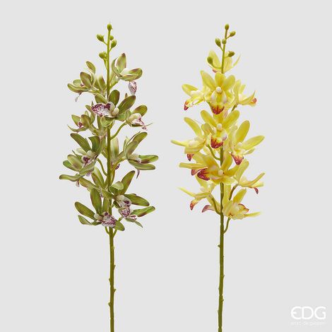 EDG Enzo De Gasperi Ramo Orchidea Cymbidium Artificiale H 70 Cm Ass. Yellow Green 1 Pz