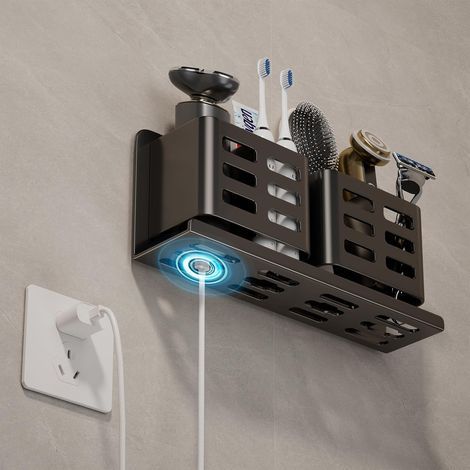 Selbstklebender, hängender Zahnbürstenhalter aus Aluminium – Duschhalter für Zahnbürste und Rasierer – Geeignet für Zahnbürste, Zahnpasta, Rasierer und Kamm – Badezimmer-Organizer (1/5)