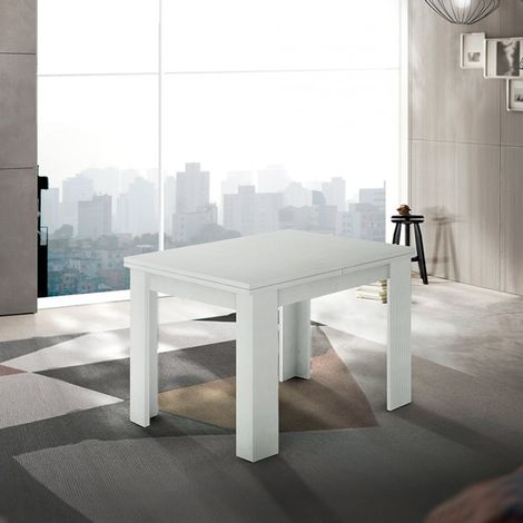 Ausziehbarer Esstisch Konsole weiß Holz Design 90-180x90cm Jesi Liber Wood