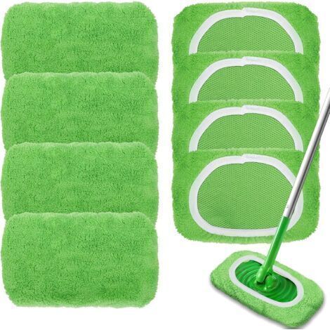 Confezione da 8 panni per la pulizia riutilizzabili per mop Swiffer, panni altamente assorbenti per acqua e sporco, panni di ricambio per uso asciutto e bagnato, verdi (1/5)