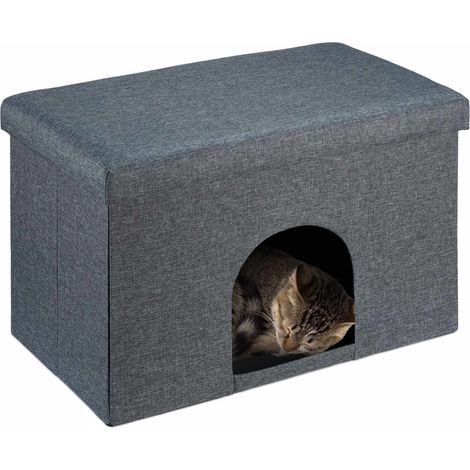 Katzenfell mit sitzkissen in grau