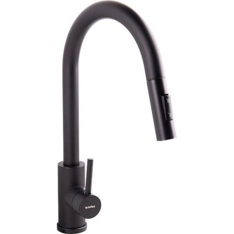 GRIFO DE COCINA DE ACERO NEGRO CON MANGUERA EXTENSIBLE Y 2 FUNCIONES 390 X 250 X 54 MM (1/5)