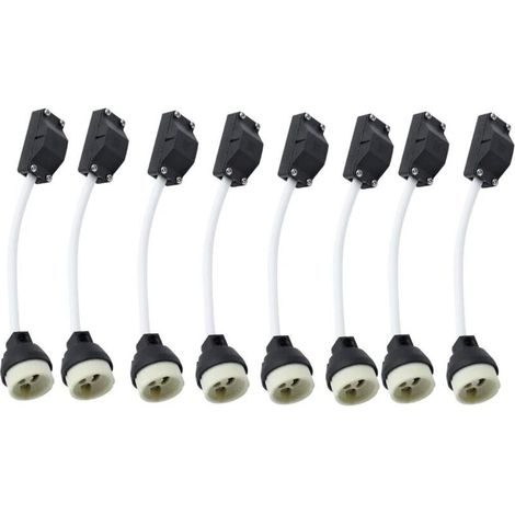 10er-Pack GU10 Keramik-Lampenfassung mit Drahtanschluss, 2A 250V GU10 Lampensockeladapter mit isoliertem Kabel für GU10 LED-Lampen, Energiesparlampen, Halogenlampen, Einbaustrahler – Crezuo