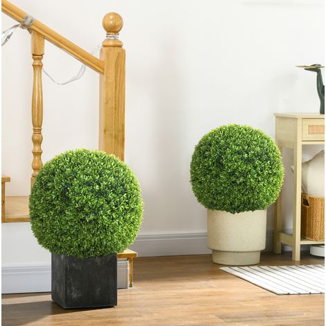 Set di 2 sfere di bosso artificiali Ø40 cm, per interni ed esterni, plastica verde (1/5)