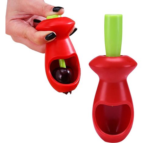 Snocciolatore manuale per ciliegie, strumento per rimuovere i noccioli da ciliegie, prugne e olive, snocciolatore per frutta rapido e portatile, accessorio da cucina ergonomico (2 pezzi) (1/5)