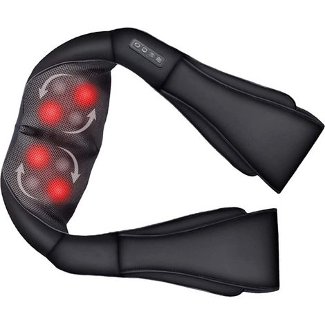 Appareil de massage électrique pour la nuque et les épaules en forme de U, coussin chauffant pour le dos, noir, réduit les raideurs (1/5)