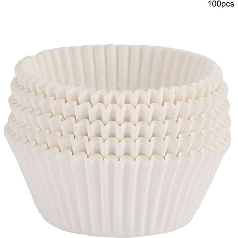 100 caissettes à mini-cupcakes rondes blanches pour la cuisson de gâteaux et muffins à la maison ou pour les fêtes. (1/5)