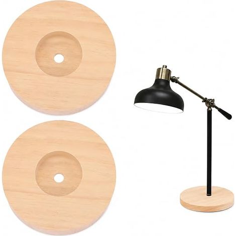 Set of 2 Solid Wood Round Lamp Legs 4.72 Inches Stable Luminous Base for Table Lamp Bases Interior Lighting Accessory (1/5)