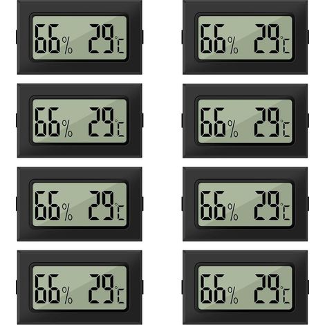 Termómetro e higrómetro, juego de 8 piezas de termómetro e higrómetro digital LCD mini, termo-higrómetro 2 en 1 para invernadero, bodega, habitación de bebé. (1/5)