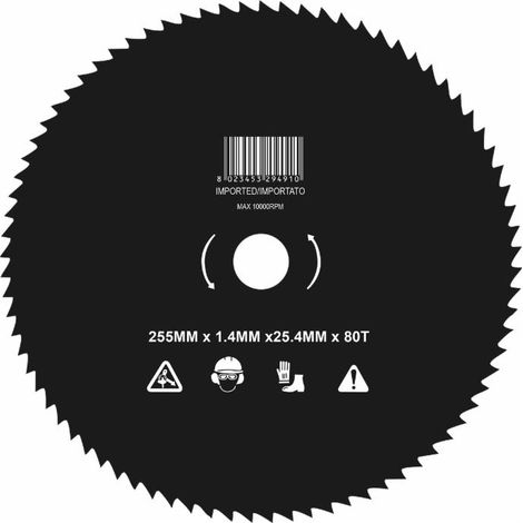 Disco decespugliatore a 80 denti per tronchetti 255mm
