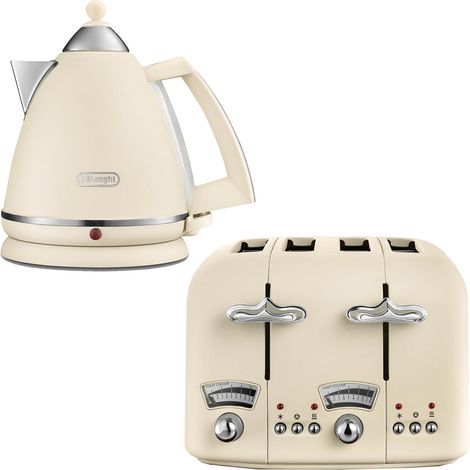 Delonghi Argento 1.7L Kettle & 4 Slice Toaster Set, Beige