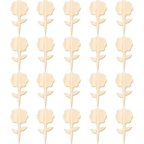 Pair CSPARKV 20 Pièces Étiquettes Plantes Étiquette Bamboo Garden Marquage Plantes Étiquette Marquage Forme Fleur Bambou Étiquette Marquage Ecologique Plantes Étiquettes Plantes Bamboo pour Jardin (fl (1/5)