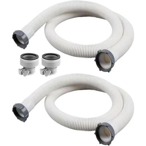 RHG Lot de 2 Tuyaux + 2 Adaptateurs pour Filtre Piscine Intex 29060E, Longueur 150 cm, Diamètre 38 mm (1/5)
