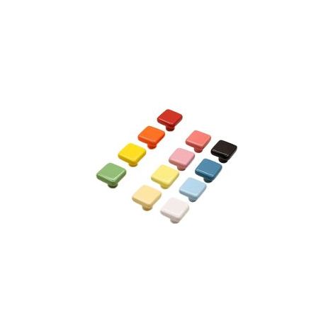 lot de 12 bouton de porte en céramique rose clair brillant classique de forme carrée belle poignée de porte d'armoire placard tiroir armoire cuisine (1/5)
