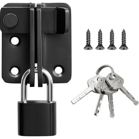 Verrou Porte Exterieur Loquet Interieure, Noir Grand  Coulissante en Acier Inoxydable, à Bascule Boulon pour Portail Cabinet (1/4)