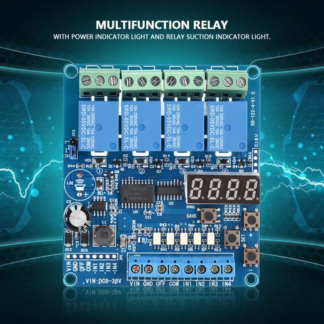 Module d'interface de relais temporisé multifonctionnel 4 canaux 8-36 V avec optocoupleur et LED (1/5)