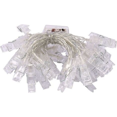Guirlande lumineuse LED à pinces photo, couleurs clignotantes, 20 pinces, 3 m (1/3)