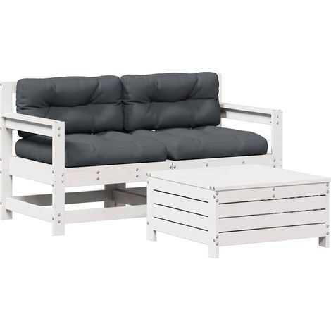 Maison Exclusive - Set Salotto da Giardino 3 pz Cuscini Legno Massello Pino Bianco