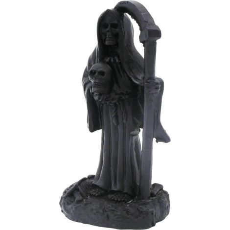 Mort avec Faucille Décorations d'Aquarium Réservoir à Poissons Statue Figurine Réservoirs de Reptiles Lézards Terrarium Crâne de Diable Décoration d'Halloween Ornement Animal de Compagnie (1/5)