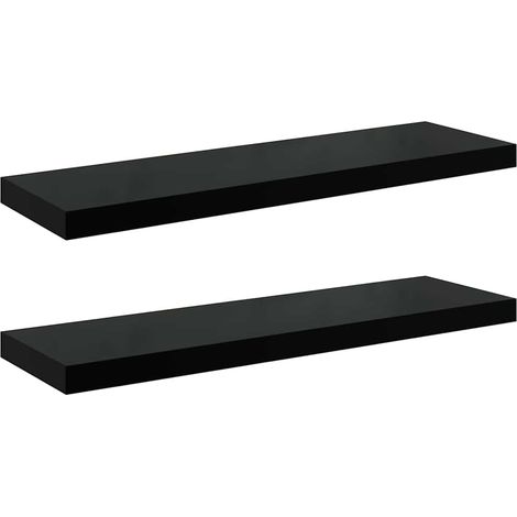 Estante flotante de pared 2 uds MDF negro brillo 80x23,5x3,8 cm vidaXL