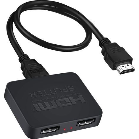 Répartiteur vidéo HDMI 4K, 1x entrée 2x sortie, 3840X2160P, 60HZ, prise en charge HDCP/3D, alimentation microUSB 5V 1A, noir (1/5)