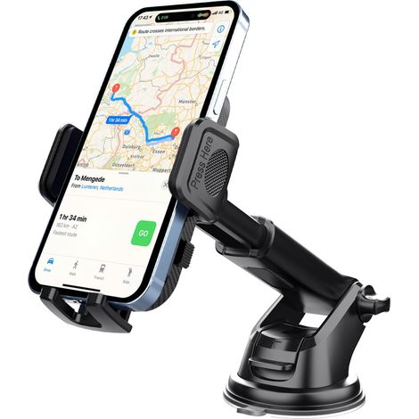 Support Téléphone Voiture, Rotatif à 360 Degrés & Un Bouton de Libération Accroche Telephone Voiture, Porte Téléphone Voiture Ventouse pour Tableau de (1/5)