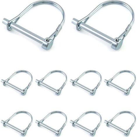 10 Goupilles de Sécurité Forme D en Acier Galvanisé 6x50mm pour Remorques Jardin et Pelouse (1/4)