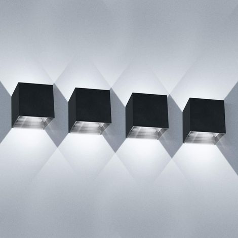 AIDUCHO 4-teiliges Wandleuchten-Set für den Innen- und Außenbereich, 12 W, 6000–6500 K, verstellbarer Abstrahlwinkel, IP65 wasserdicht – Schwarz (1/5)