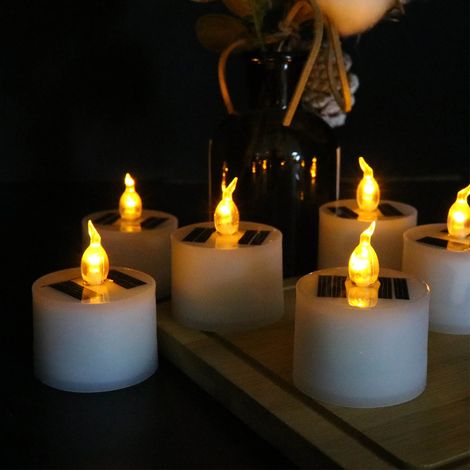 Bougie chauffe-plat solaire, sans flamme, étanche, pour l'extérieur, rechargeable, idéale pour les fêtes, les jardins et la décoration intérieure. (1/5)